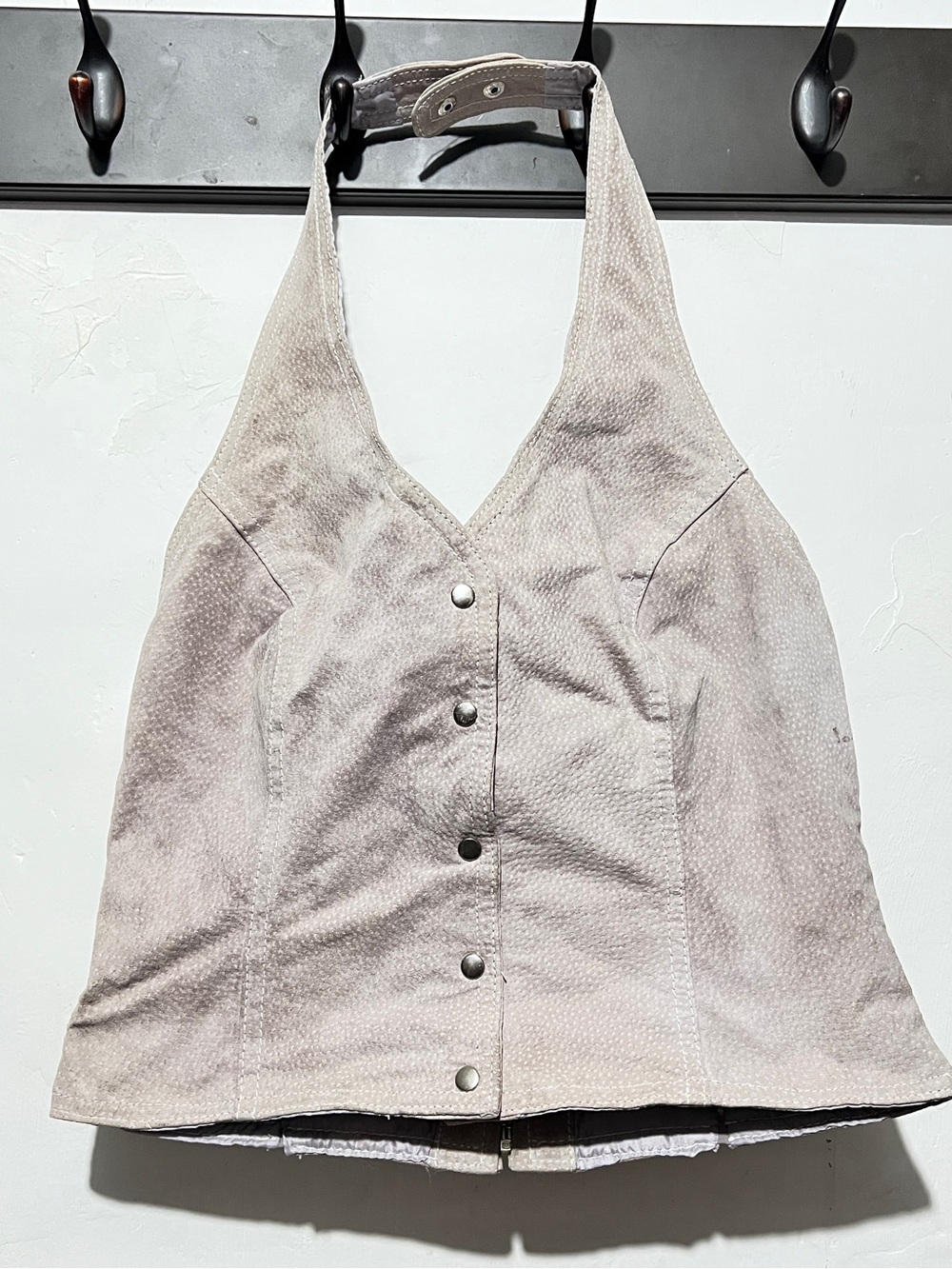 Women's Taupe Halter Button-Front Top Wilsons leather